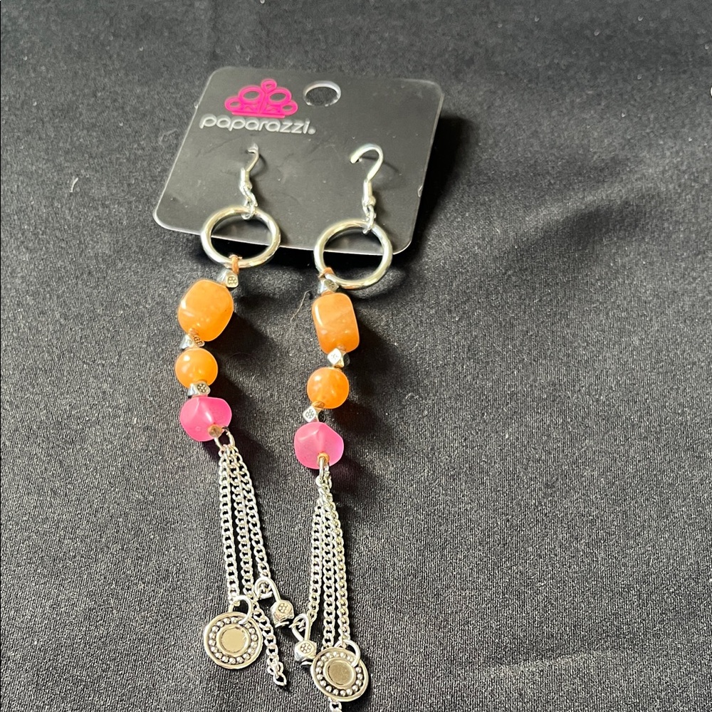Paparazzi Vibrant Orange and Pink Beaded Earrings